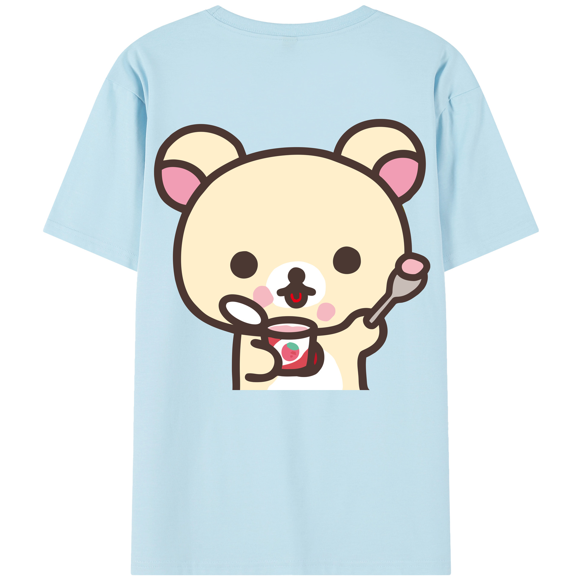 （画像用） リラックマ リラックマ キイロイトリ Rilakkuma Korilakkuma Kiiroitori 綿100％半袖Tシャツ（背面プリント）